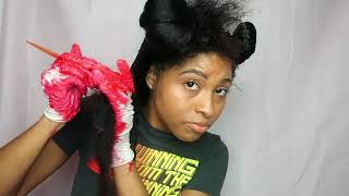 How To | Dye/Color Natural Hair Black To Red Tutorial (No Bleach Or Permanent Coloring)