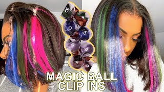 Add Color Highlights To Your Wig In 30 Seconds!  Peekaboo Rainbow Hair Color Magic Ball Clip Ins