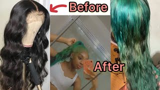 How To Dye Wig From Black To Green  Bleach Bath & Watercolor Method | Ft. Ms Toxic Hair