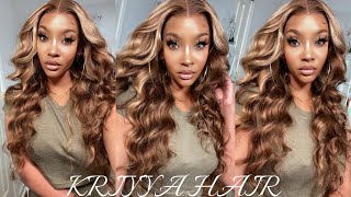 Perfect Pre-Colored Blonde Highlights Body Wave Wig + Install Ft. Kriyya Hair