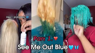 Blue Color Bob Wig Test! Watch How She Dyed Our 613 Blonde Lace Wig | Part.1@Ula Hair