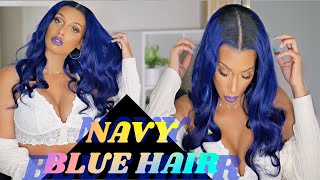 Navy Blue Ombré  Hair 13X6 Fake Scalp Lace Wig| Slay & Lay Hunny!!