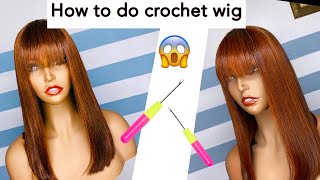 How To Do Honey Blonde Crochet Wig Using Only One Pack Of Braiding Hair || Crochet Wig With Fringe