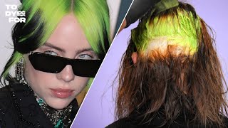 Insane Billie Eilish Inspired Hair Transformation / Neon Green Roots Tutorial