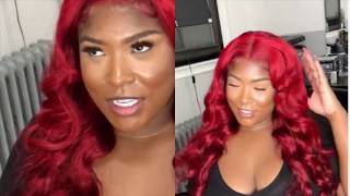 Red Watercolor | Watch Me Install This Lace Frontal Wig | Bold Hold Glue