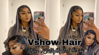 *Must Have* 30 Inches Grey Highlighted Wig Install Ft Vshow Hair