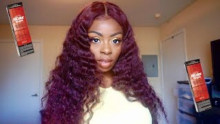 How To: Dye Hair Red/Burgundy Without Bleach | Perfect Fall Hair Color | Loreal Hicolor Hilights Red