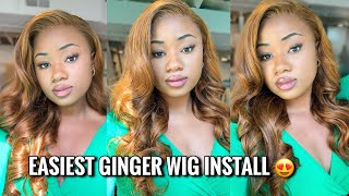 The Best Ginger Wig!  | Loose Wave Lace Frontal Wig Install | Unice Hair Review