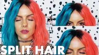 Split Hair Dye In Blue & Orange With A Lace Front Wig?!