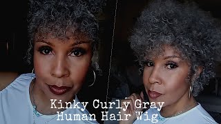 Salt & Pepper Kinky Curly Wig -- Featuring Neflyonwigs