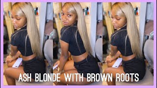 How To Achieve Brown Roots & Medium Ash Blonde Color + Install | Yeahitsann