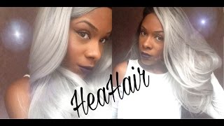 Heahair Silver Gray Dark Roots  Affordable Synthetic Lace Front Wig Review