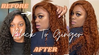Dying My Hair From Black To Ginger | + Installing This Lace Front Wig✨