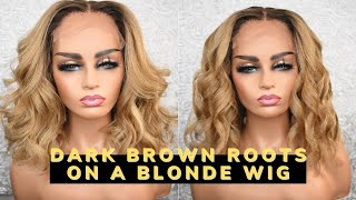 Dark Brown Roots On Long Wavy Blonde 613 Wig | How To Style And Customize A Lace Closure Wig