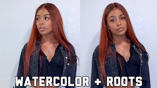 How I Dyed My Wig Ginger Using Watercolor +  Brown Roots | Isee Hair Review