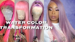 Best Water Color Method | Pink To Lavender In 5 Minutes | Ross Pretty Frontal & New Star Hair |