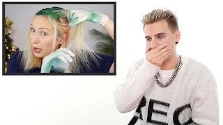 Hairdresser Reacts: Blonde To Green Hair Transformations
