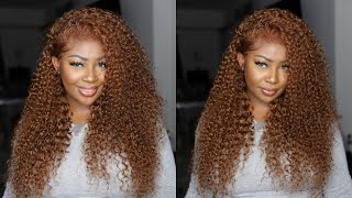 Fire Ginger #30 13X4 Jerry Curl Lace Wig With Pre Plucked Natural Hairline Ft. Incolorwig