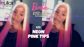 Quick + Easy! Neon Pink Tips Using The Water Color Method | Eullair Hair