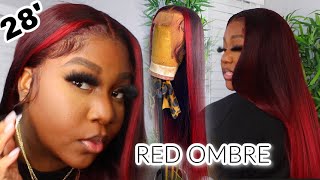 Beginner Friendly || Red Highligthed Ombre Wig || Bleach & Color || Slove Hair