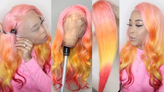 Perfect Water Color Ombre In Minutes!! | Plucking, Cut Lace & Install Ft Cranberry Hair | Wigsbyess