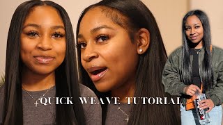 Quick + Easy Quick  Weave Tutorial | Premium Too Yaki Hair Review | Aniyah Pinkney