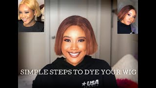 How To | Dye Your Wig | From Golden Blonde To Auburn Red|