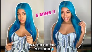 I Dyed My Hair Baby Blue  In 5 Mins | Water Color Method Ft. Beaudiva Hair