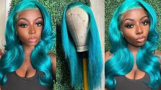 Green Mermaid Hair Color | Flawless Frontal Wig Install | Lavish Beauty Empire