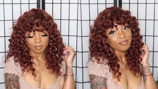 *Hot* Reddish Purple Curly Wig With Bangs Ft. Hot Beauty Hair | Xmscarey