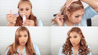 Honey Blonde Highlighted Wig |Lace Frontal Wig Install | Unice Hair