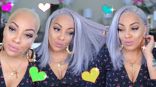 This Grey Lace Front Wig Though Is Sha-Poppin Girl + Easy Bald Cap Method Feat Bilacewig