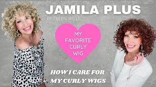 Jamila Plus Wig By Ellen Wille In Auburn Rooted & Light Honey Rooted & How I Care For My Curly Wigs.