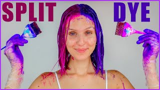 Dyeing My Hair Half Pink, Half Purple And It Looks Sick