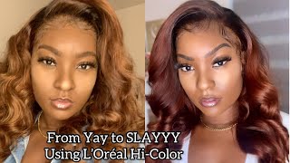 The Perfect Deep Brown Auburn For Black Girls Using L’Oreal Hi Color #L’Oreal#Hairdye #Nobleach