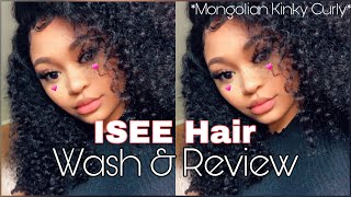 Glueless Frontal Wig Wash & Review | Ft. Isee Hair Mongolian Kinky Curly