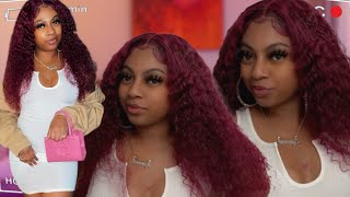 Perfect And Fast Installation 99J Curly Wig Natural Invisible Hairline Ft Kriyya