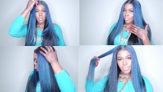 Blue Butt Length Brazilian Straight Wig With A Closure Tinashe Hair Review