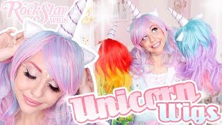 Trying On Unicorn Wigs! | Rockstar Wigs Unicorn Collection Wig Review