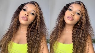 The Wet Look!! Highlight Curly Wig Install | Upretty Hair