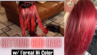 How To Dye Your Hair Red Without Bleach || L'Oreal Hicolor Highlights | Ft. Unice Hair