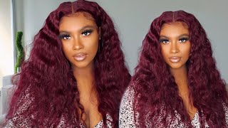 The Perfect Fall Burgundy Wig For Brown Women| Crimps Tutorial|Kriyya Hair