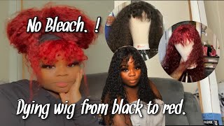 I Died My Curly Wig From  Black To Red Without Bleach! Ft Eullair Hair
