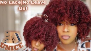 No Lace No Leave Out ‼️ Kinky Curly Auburn Brown Glueless Wig W/Bangs Ft. Unice Amazon