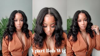 Best Affordable Natural Bob V Part Wig! No Laceno Glue | Beauty Forever X Sharronreneé