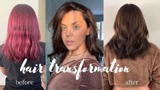 Hair Transformation • Red To Brown Without Bleach