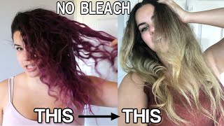 How To Remove Permanent Hair Dye Without Bleach! Diy Dark Purple To Blonde At Home