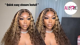 Quick & Easy Closure Install | Best Highlight Wig Ever  | 4X4 Closure 24Inches | Ft. Allove Hair