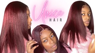 Unboxing & Applying 99J Colored Wig | T-Part Closure Wig | Unice Hair