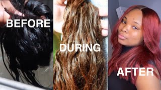 How To • Bleach A Jet Black Wig And Add Color! *Cherry Red* (Watercolor Method) + Mistakes To Avoid